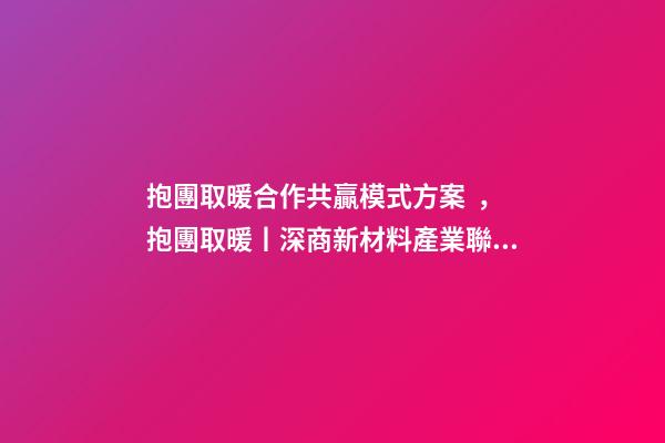 抱團取暖合作共贏模式方案，抱團取暖丨深商新材料產業聯盟企業聚心合力-第1張-觀點-玄機派